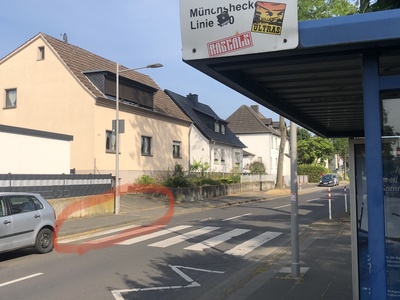 Vorschlag: Absenkung Bürgersteig am Zebrastreifen Haltestelle Münchshecke Kaldauen